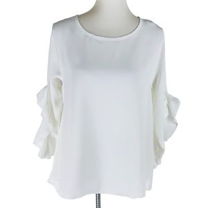 157. White Ruffle Sleeve Blouse